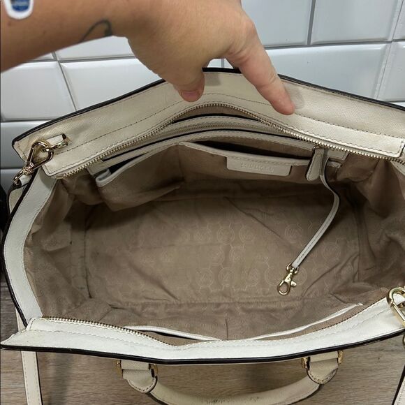 2828 Michael Kors White Leather Briefcase Handbag 243452828 - Picture 4 of 16